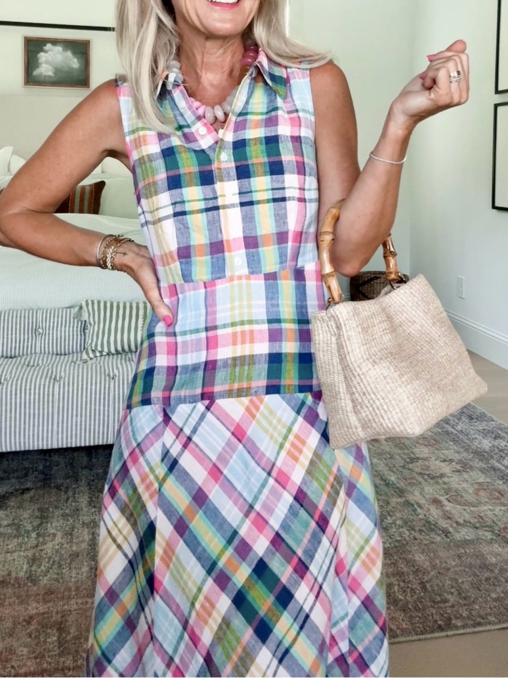 Boden Erma Madras Linen Maxi Dress size 10_NWT - Picture 3 of 8